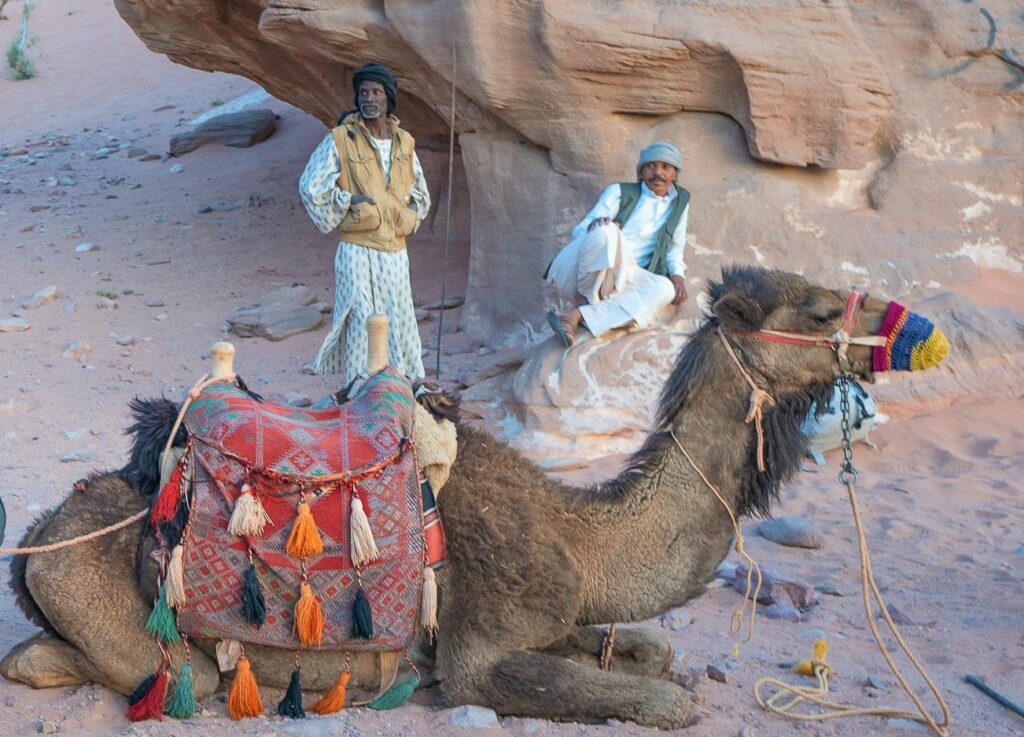Camel herders and guides in the Wadi Rum Desert, Jordan