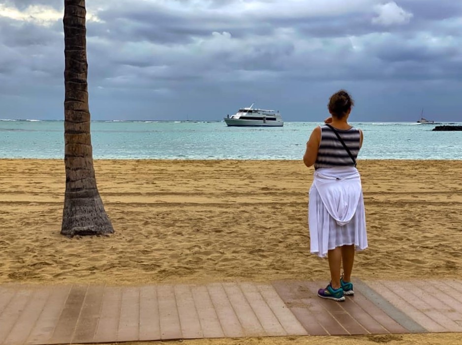 Enjoying the view at Waikiki Beach in Hawaii