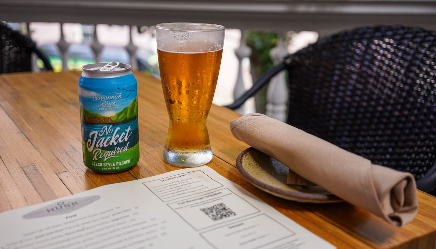 Craft beer in a glass on the table