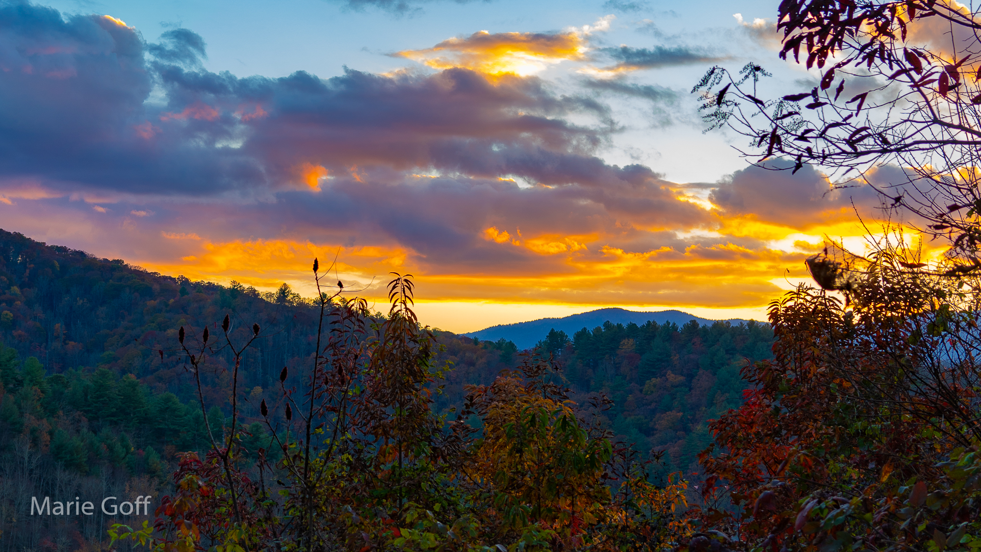 sunset over mountains