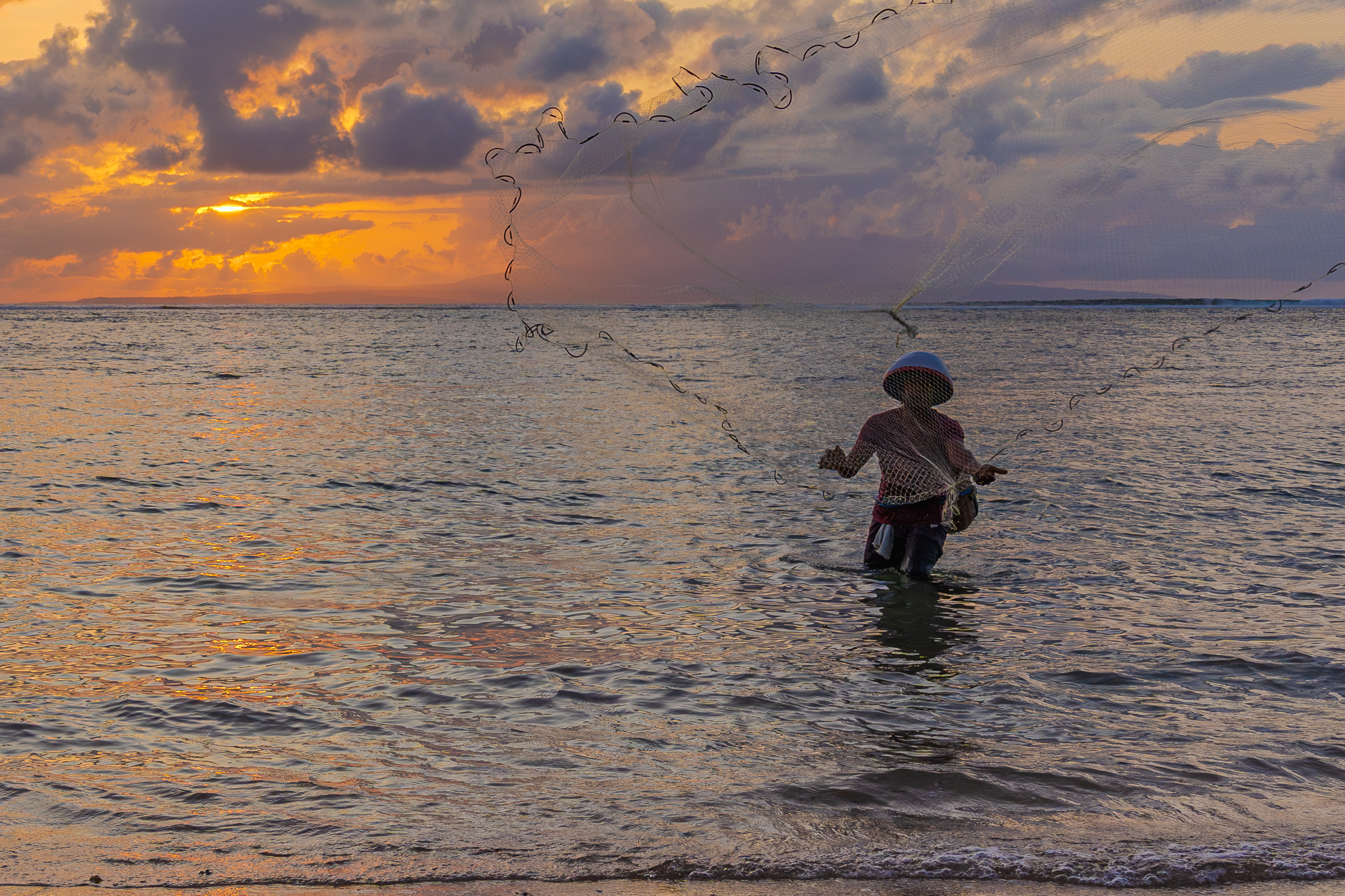 Balinese Fisherman Casting Net