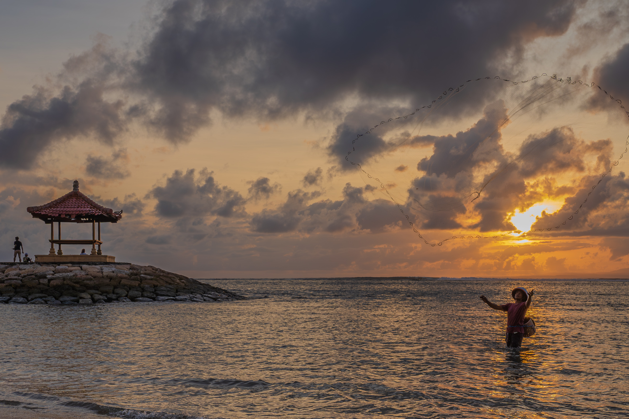 Balinese Fisherman Casting Net