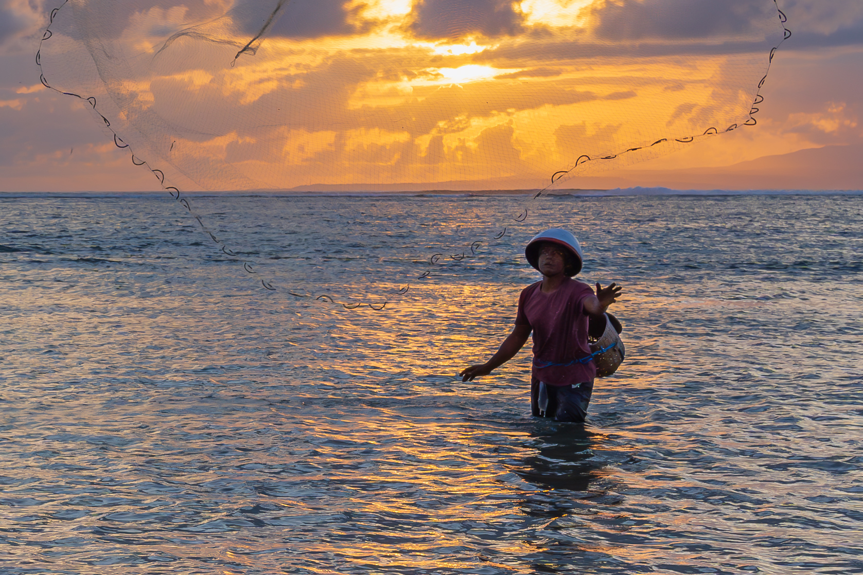 Balinese Fisherman Casting Net