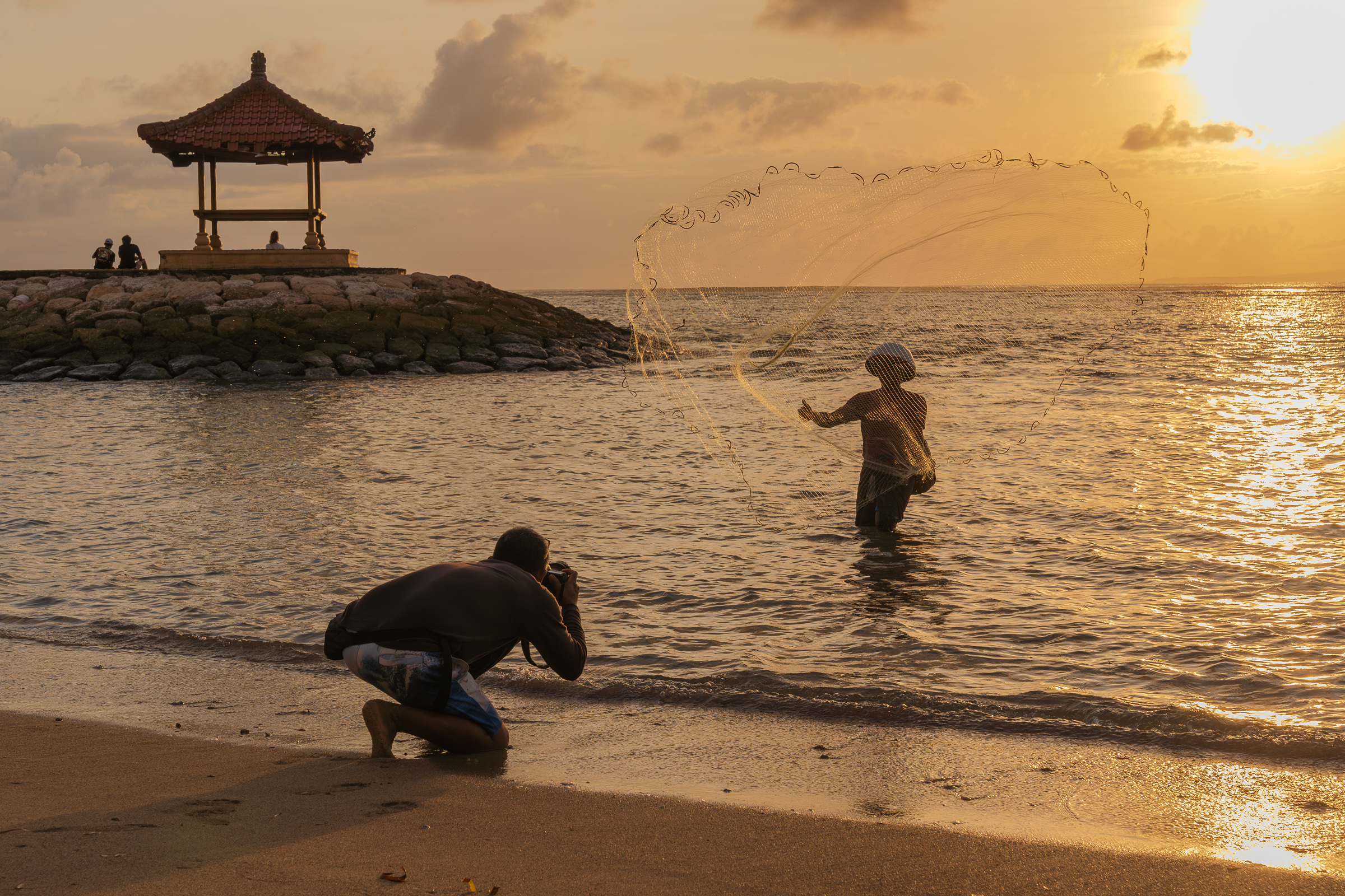 Balinese Fisherman Casting Net