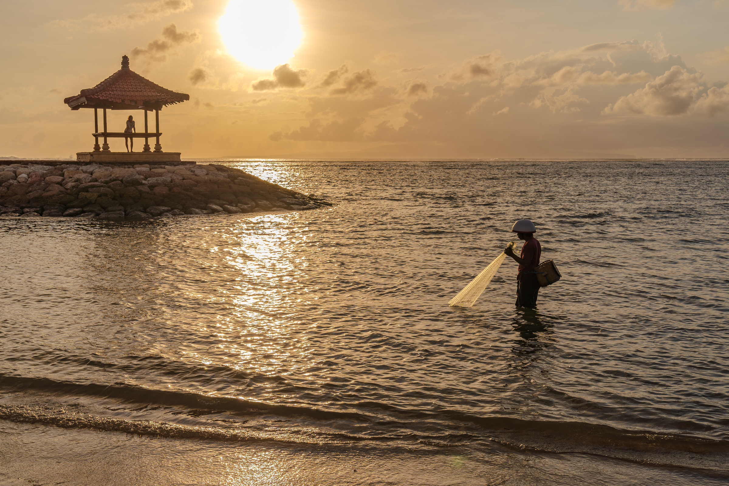 Balinese Fisherman Casting Net