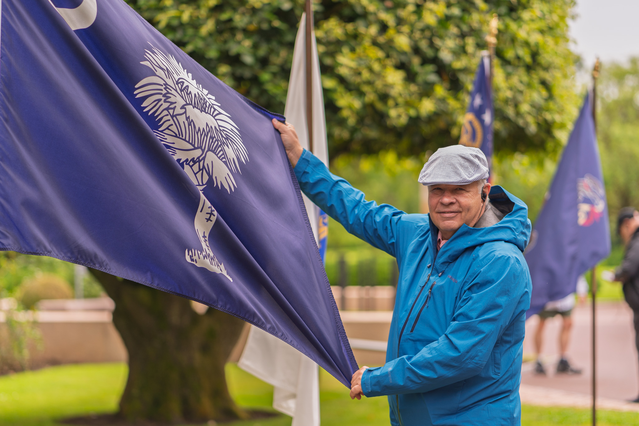 South Carolina Flag at the Normandy American Cemetery on teh anniversary of D-Day.