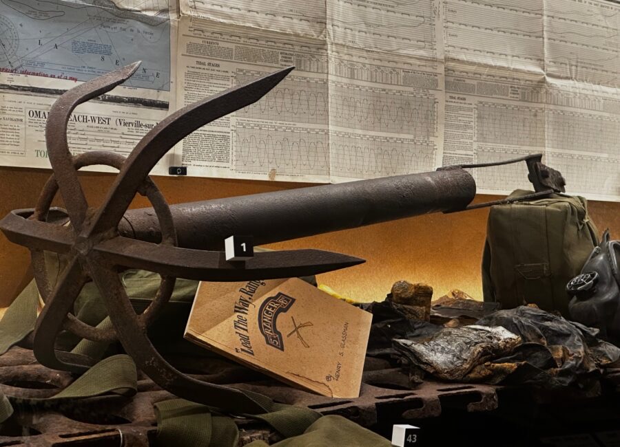 Point du Hoc grappling hook used by U.S. Army Rangers at the Normandy Museum.