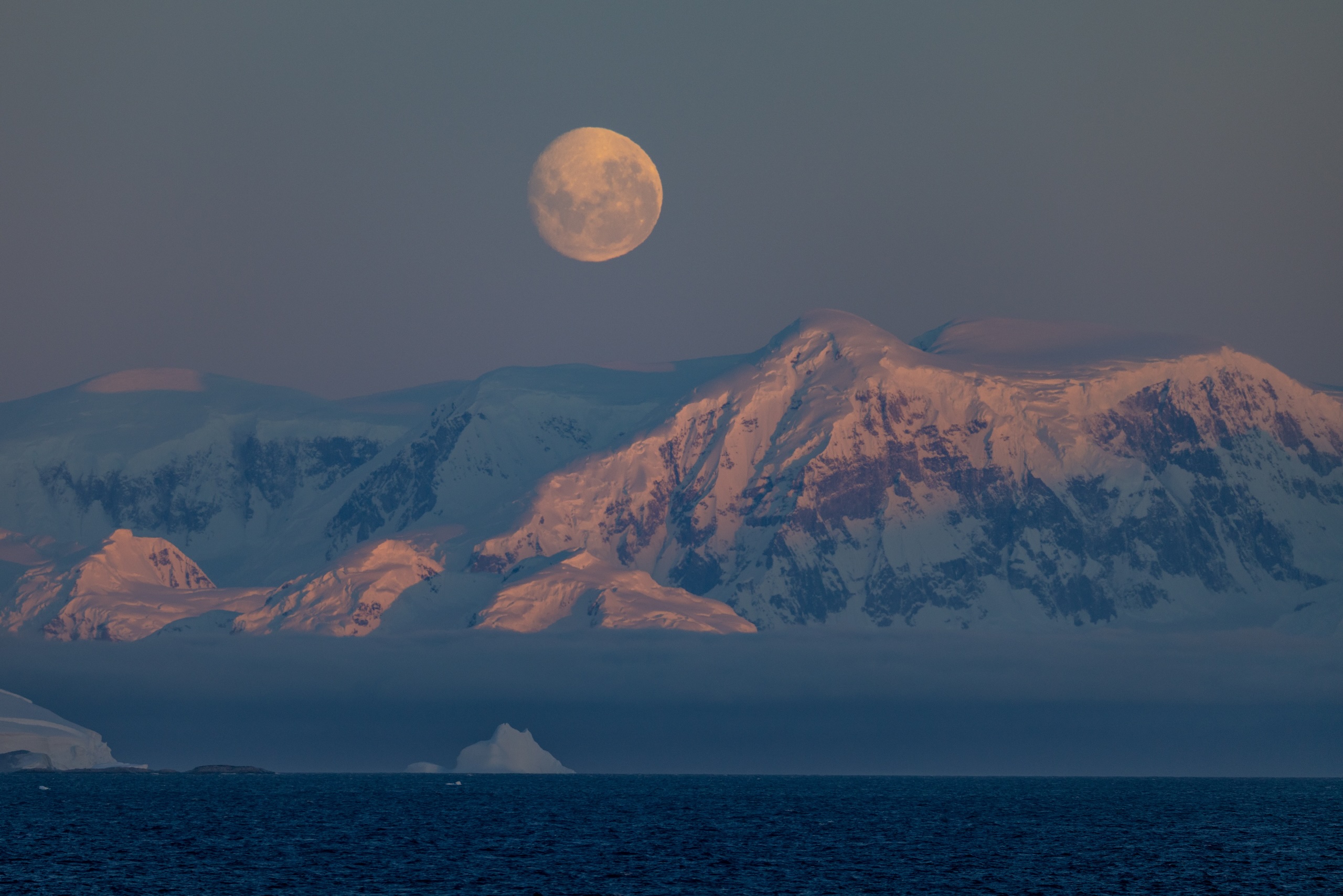 A moonlit Pleaneau Island, Antarctica
