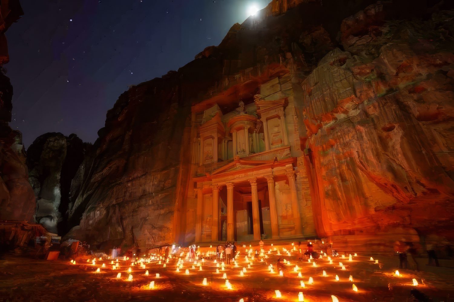 The Treasury at night for a special candle-light ceremony.