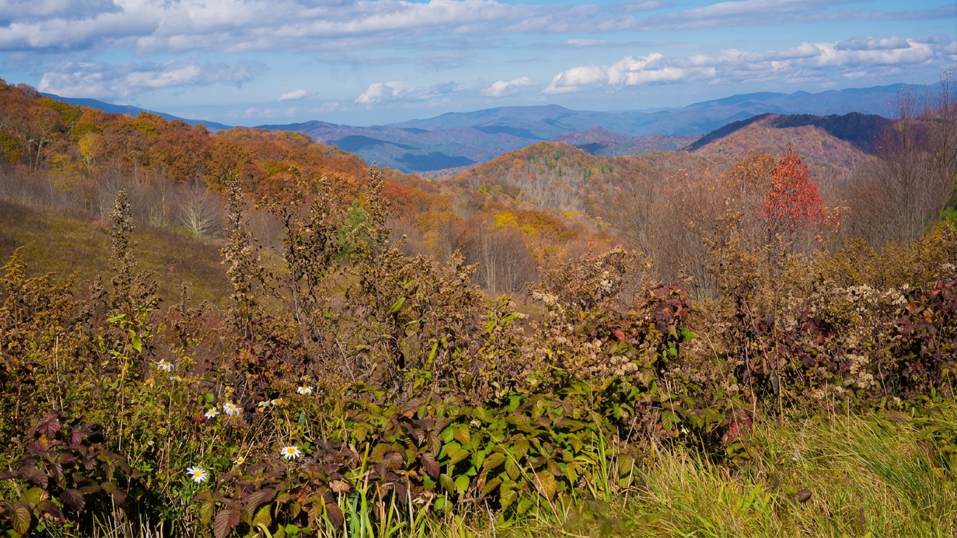 best-day-hiking-adventure best day hiking adventure and views of hte mountains at Purchase Knob Maggie Valley