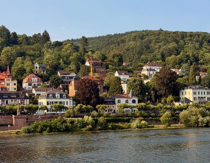 Serene village of Heidelberg, Germany, by the Neckar River.